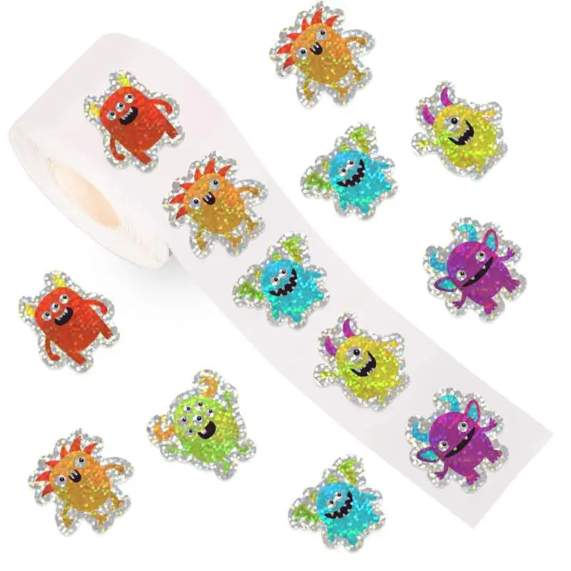 500pcs Laser Monster Reward Stickers Party Halloween Gift Wrapping Label Scrapbook Cartoon Stationery Stickers