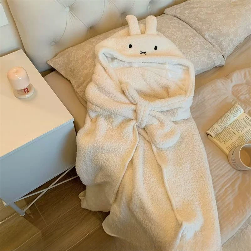 Cute Miffy Rabbit Autumn and Winter Warm Extra Thick Blanket Shawl Bear Cold Blanket Extra Thick Office Nap Blanket