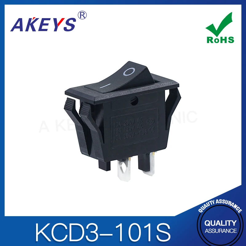 5pcs KCD3-101S Ship Type Switch 2-pin 2-gear black rocker switch double button frying pan power start switch