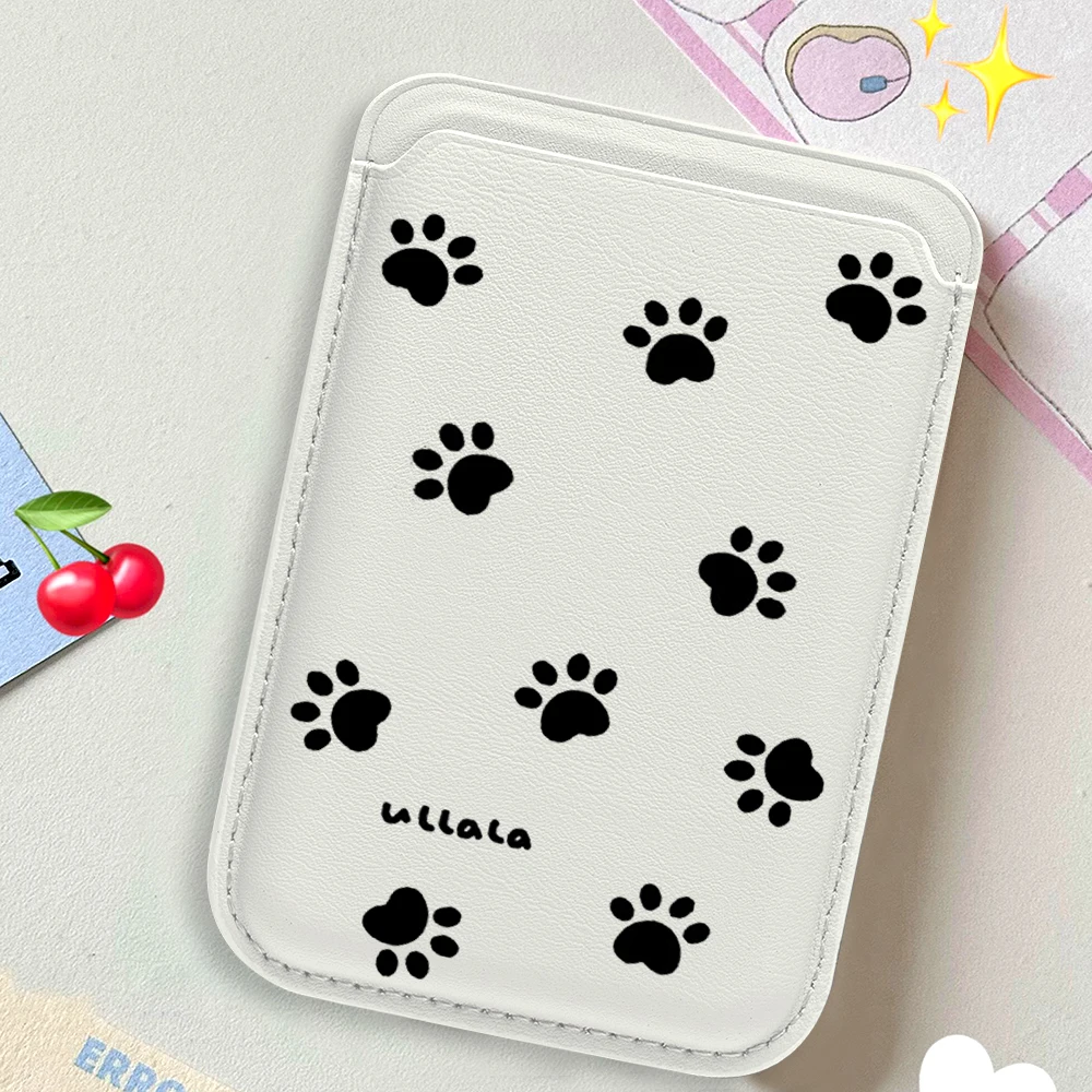 Katzen- und Hundepfoten-Leder-Kartenetui Handyhülle Kartenhalter für Magnetische Hülle Geeignet für alle iPhone Magsafe Karten-Handy-Rückseiten-Taschen – Detail 8