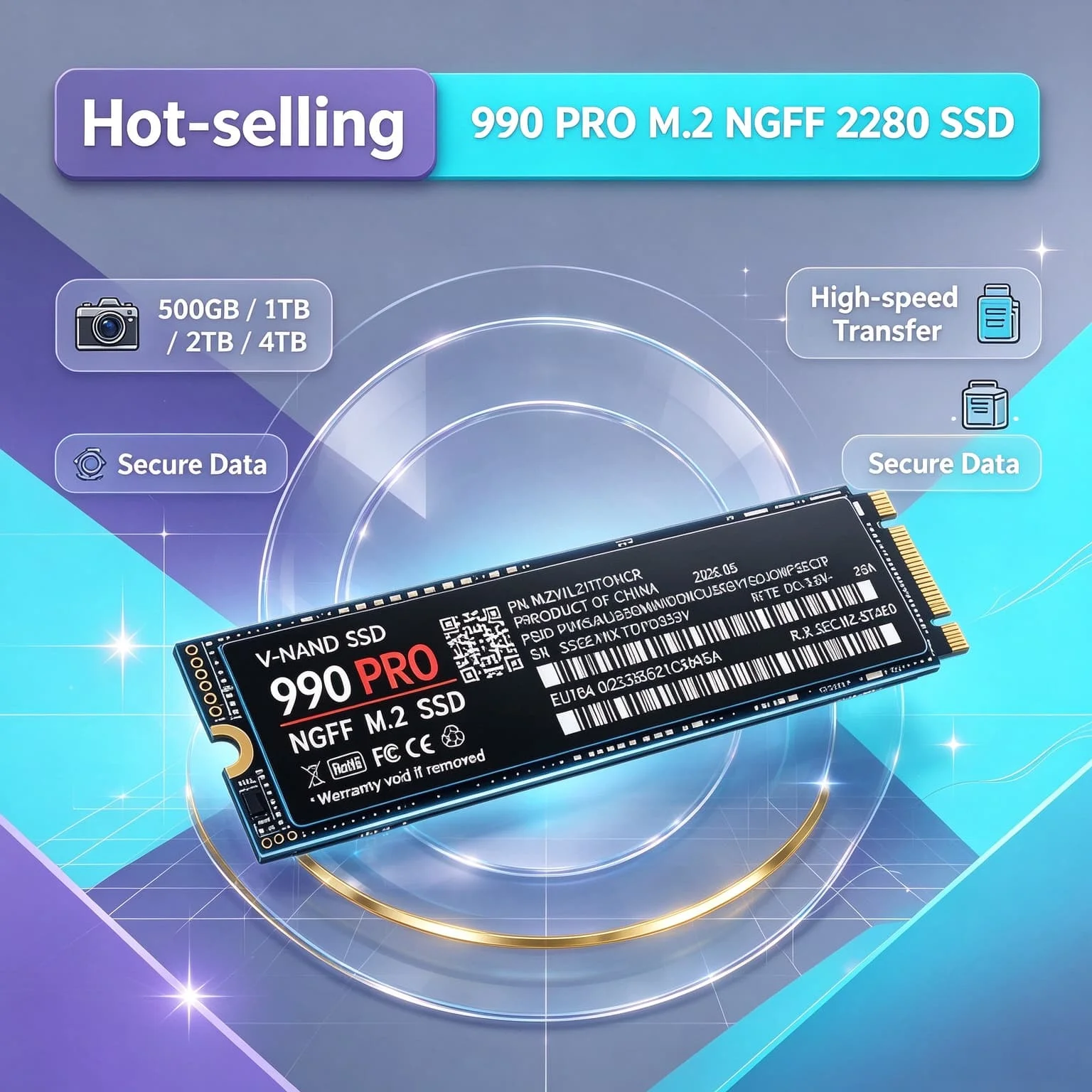 M2 NGFF SSD 990PRO SATA3 500GB 1TB 2TB 4TB Inside Solid State Drive Internal Fast Hard Disk PC Drive Laptop Desktop Computer