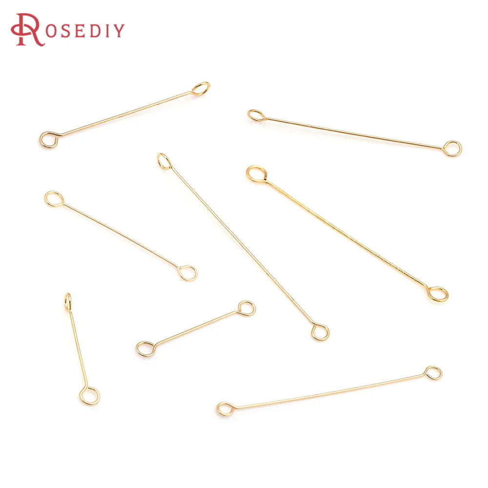 50PCS 15MM 20MM 25MM 30MM 18K Gold Color Brass Eye Pins Connect Pins Necklace Earrings Diy Jewelry Rosediy official-website