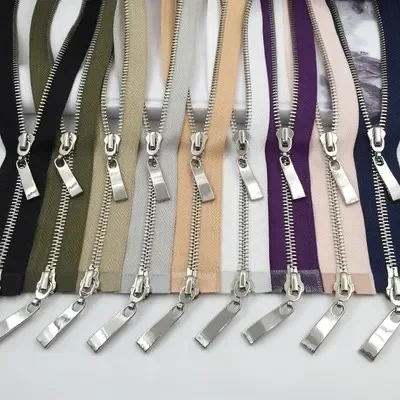 Meetee 80/100/120cm Double Slider 5# Metal Zipper for Jacket Coat Sewing Zippers Repair Kits DIY Clothing Auto Lock Zip Closure