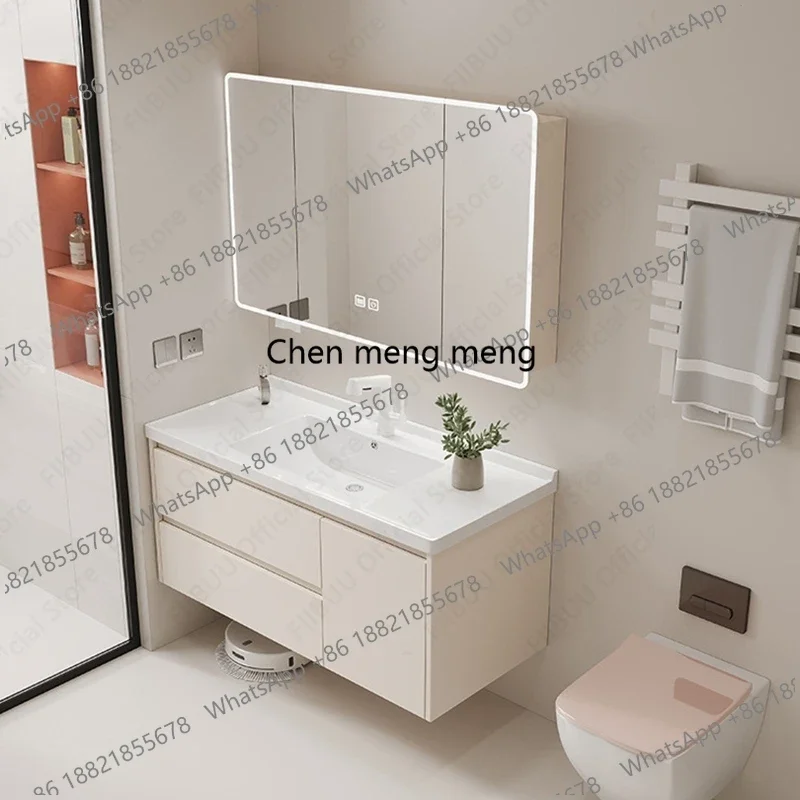 X173 Modern Bathroom Vanity Fashion Mirror Cabinet Space Aluminum Integrated Washbasin Bathroom Vanity Cabinets With Sink Furnit
