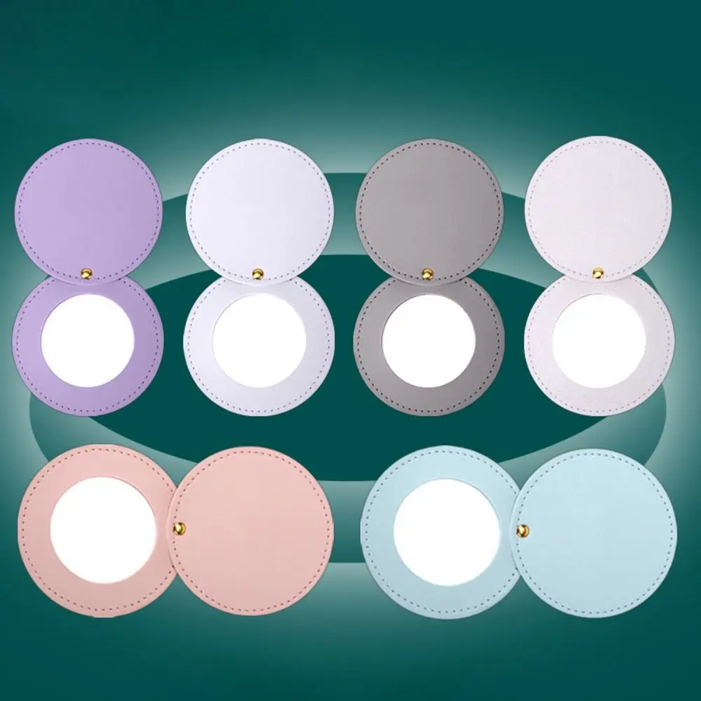 Creatrive Round Leather Rotating Mirror 360 Degree Rotation Mini Round Beauty Mirror No Deformation Folding Pocket Mirror Travel