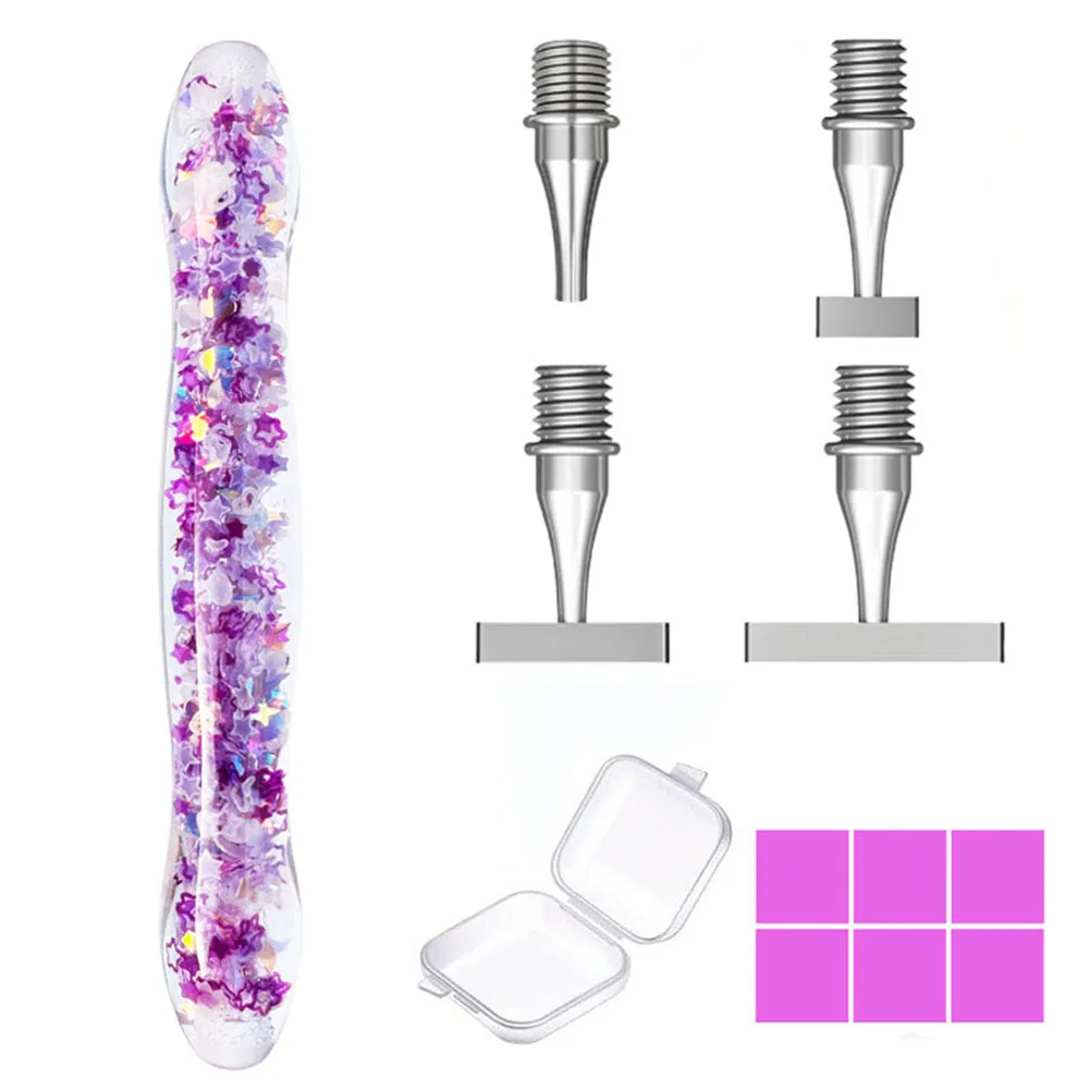 1 resin pen + 6 glue + 4 fine nibs, new thread diamond painting dot drill pen, stainless steel thread nib