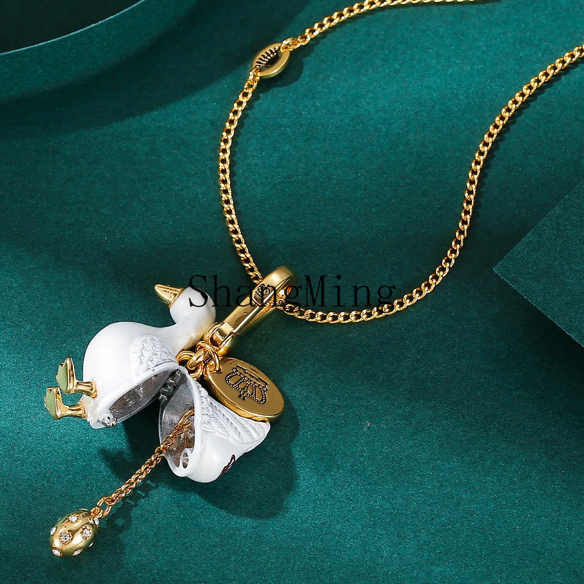 

PYH Personality Fashion Trend Accessories Temperament Enamel Glaze Color Glaze Printing Grey Swan Open Pendant Pendant