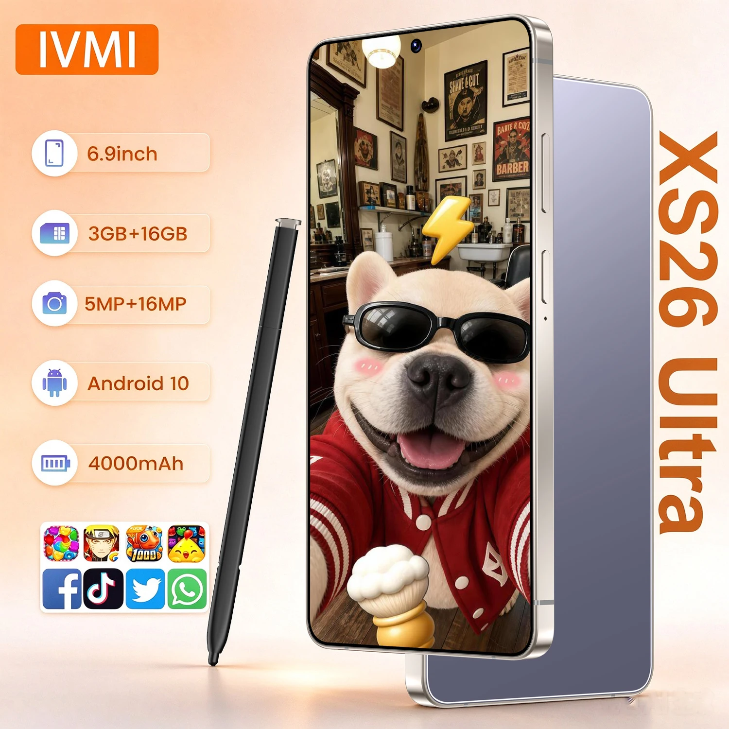 IVMI Unlock Cheap XS 26 Ultra Smartphone 3+16GB 6.9