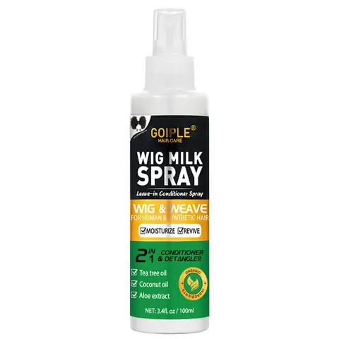 Spray de leite para peruca, 100ml, spray hidratante para cuidados com peruca, cabelo sintético, prevenção de frizz, condicionador sem enxágue para perucas, suave e brilhar