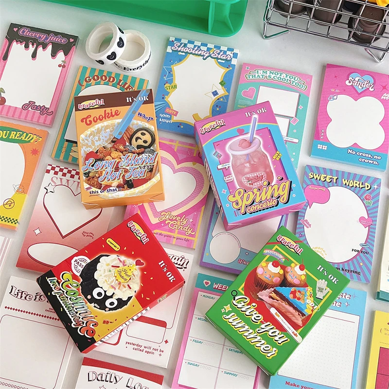 50Pcs Kawaii Vintage Memo Pad Decoration Scrapbooking Collage Album DIY Diary Office Message Notes Paper Notepad Stationery