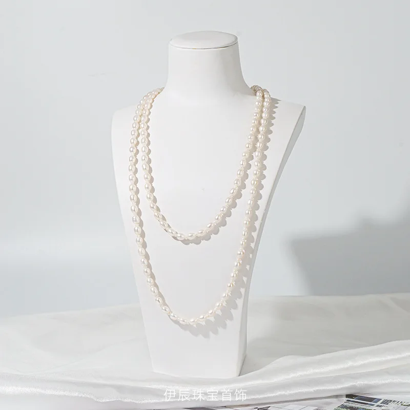 

120Cm Freshwater Pearl Necklace Double Layer Long Sweater Chain Accessories