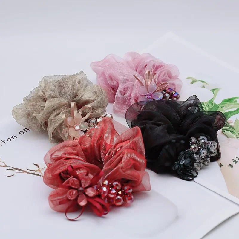 Acrylic Flower Hair Band Elegant Hair Rope Ponytail Rubber Scrunchie Hair Accessories accesorios para el cabello