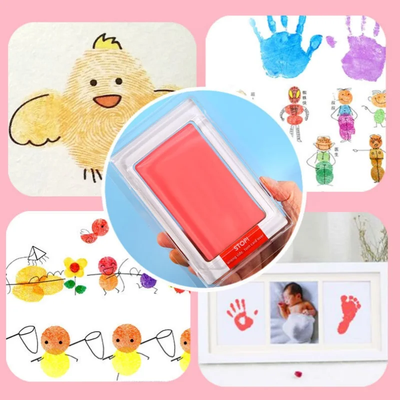 

5 Colors Cute Baby Palm Print Printing Pads Modern Memory Supply Mother Baby Diary Agenda Hand And Foot Print Kit Souvenir Photo