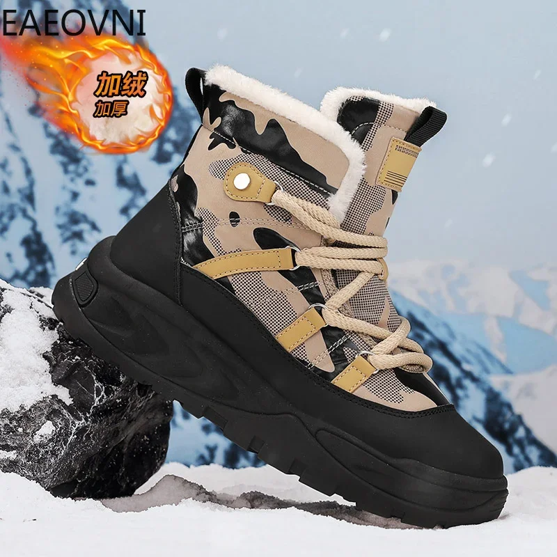 Men's High Tops Snow Boots Velvet Thickening Men Outdoor Keep Warm Boot Beautiful Fashionable Climbing Shoes Lightweight New Hot