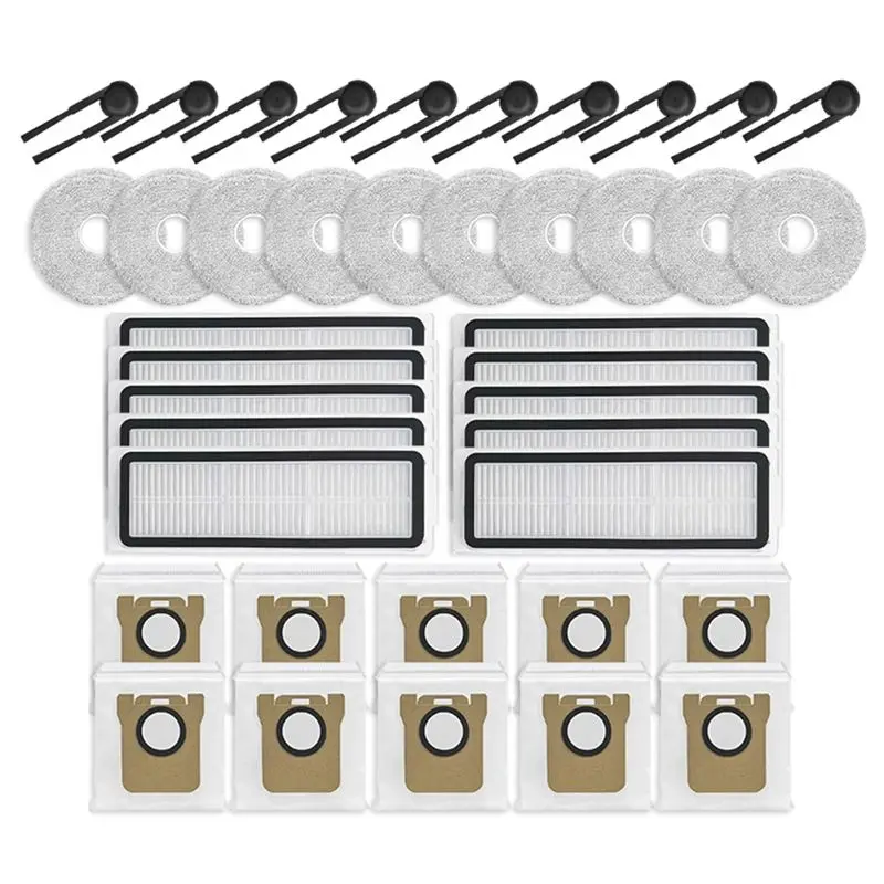 

Запасные части для пылесоса ABBK для Xiaomi Mijia M40S/OV31CN - боковая щетка, HEPA-фильтр, салфетка для мытья полов и мешок для сбора пыли.