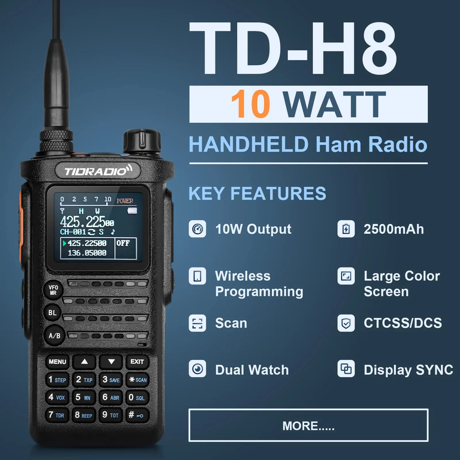 TIDRADIO 10W Walkie Talkie long range Portable Radio connection cell Phone Outdoor Programming Two Way Commutator TD-H8 VHF UHF