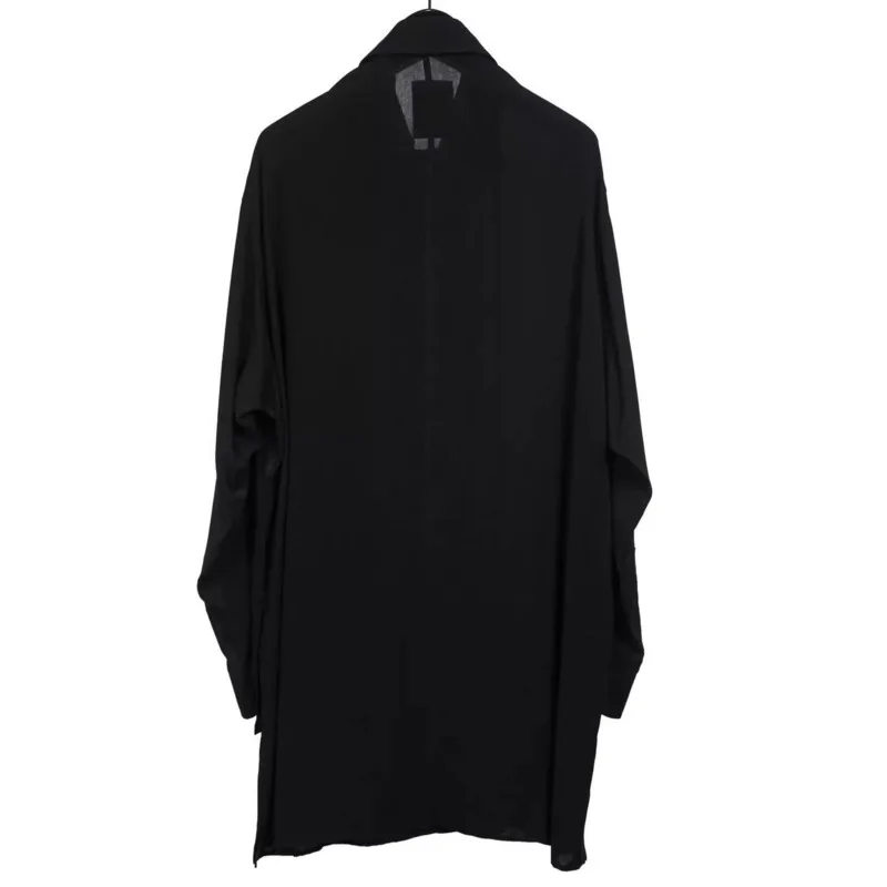 WVGA Yamamoto Dark Style Buckle Patchwork Trendy Mid-length Drapey Shirts Niche Chic Casual Printed Long Sleeved Tops Ins W21529