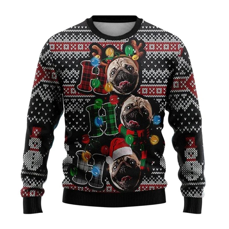 

Cute Dogs Graphic Ugly Christmas Sweater For Men Fashion Pet Dog Xmas Sweatshirts Casual Women Pullovers Loose Tracksuit Tops