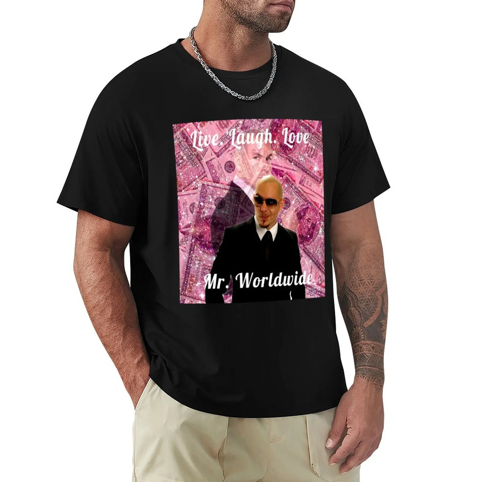 

Mr. Worldwide Pitbull dollar T-Shirt Everyday Wear Basic Short Sleeve Top