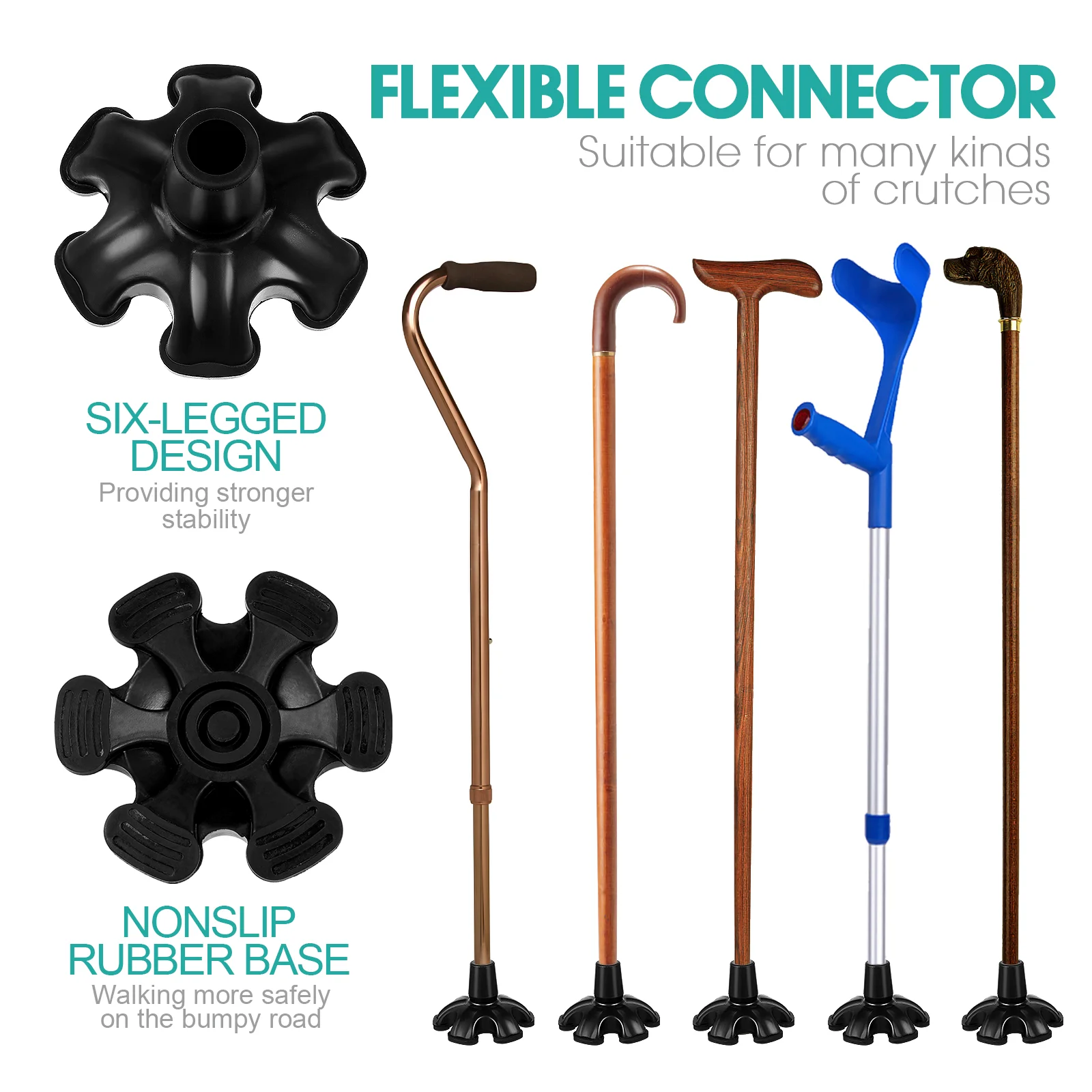 Protective Cover Walking -legged Crutch Pad Cane Accessory Rubber Tip Travel Accesories