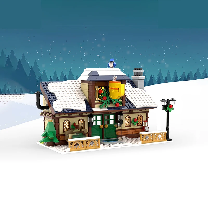 

845pcs MOC Winter Village Cafe Seasonal Christmas Model Building Blocks Architecture Toys Gift Education DIY Creative Brick