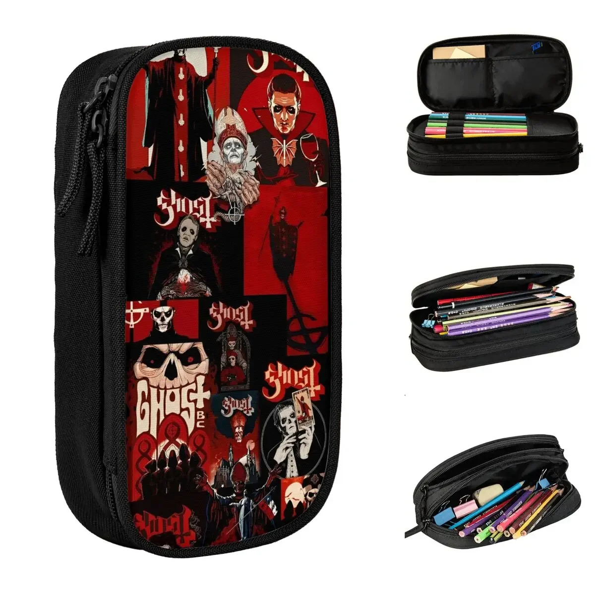 

Ghost Band Pencil Case New Pen Box Pencil Bags Girl Boy Large Storage School Supplies Cosmetic Pencilcases