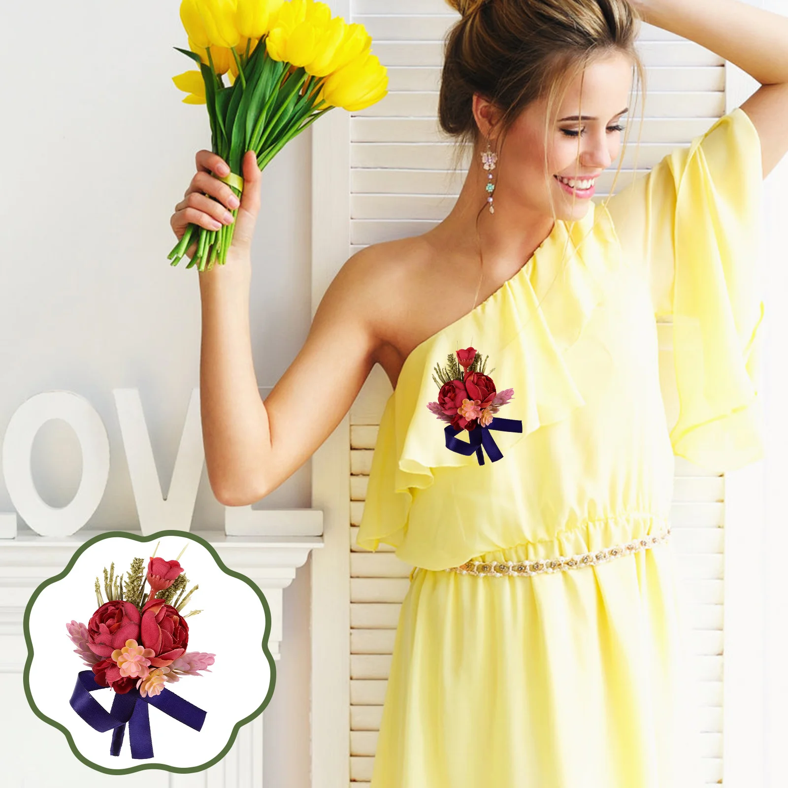 

2pcs Artificial Flower Boutonniere For Bridegroom Best Man Wedding Decor Fake Flower Corsage Rustic Bohemian Party Beach