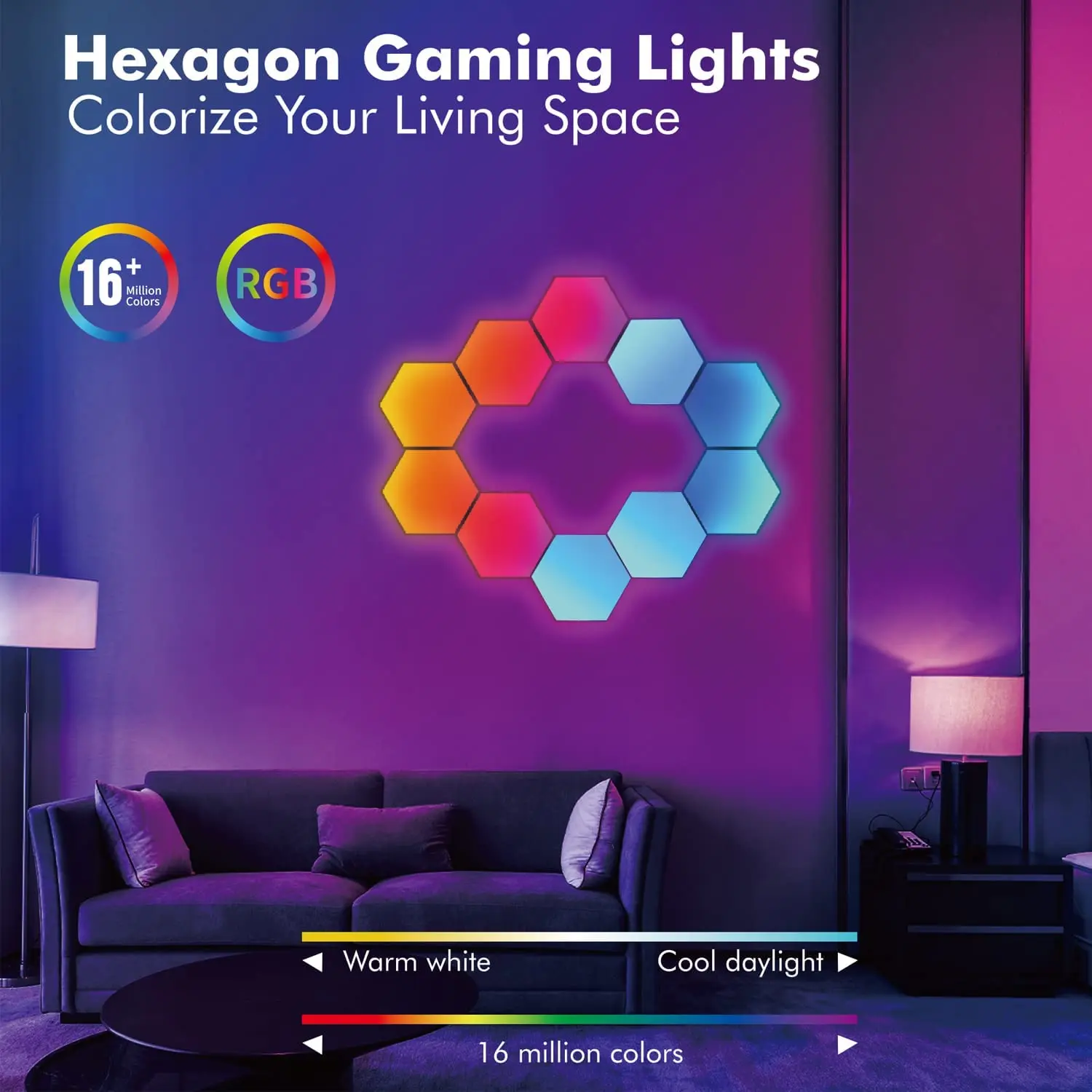 Imagem -03 - Smart Hexagon Led Wall Lights App e Controle Remoto Painéis de Jogos Música Syncdiy