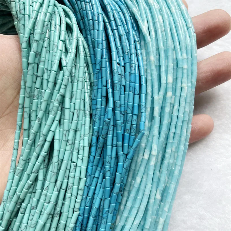 4*2MM Small Size Natural Stone Round Tube Beads For Larimar Turquoise DIY Necklace Bracelat Jewelry Making Gemstone Disc view 5