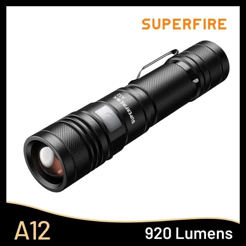 SupFire A12 920 Lumens USB-C Rechargeable Flashlight 5 Lighting Mode xhp50 Zoomable Torch Lantern For Camping Fishing Torch