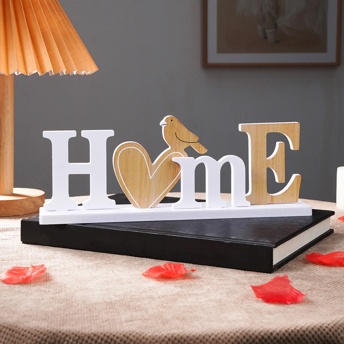 قطعة واحدة، عنصر زخرفي بسيط على شكل طائر على شكل قلب، لوح حروف مزخرف لسطح المكتب الداخلي #2