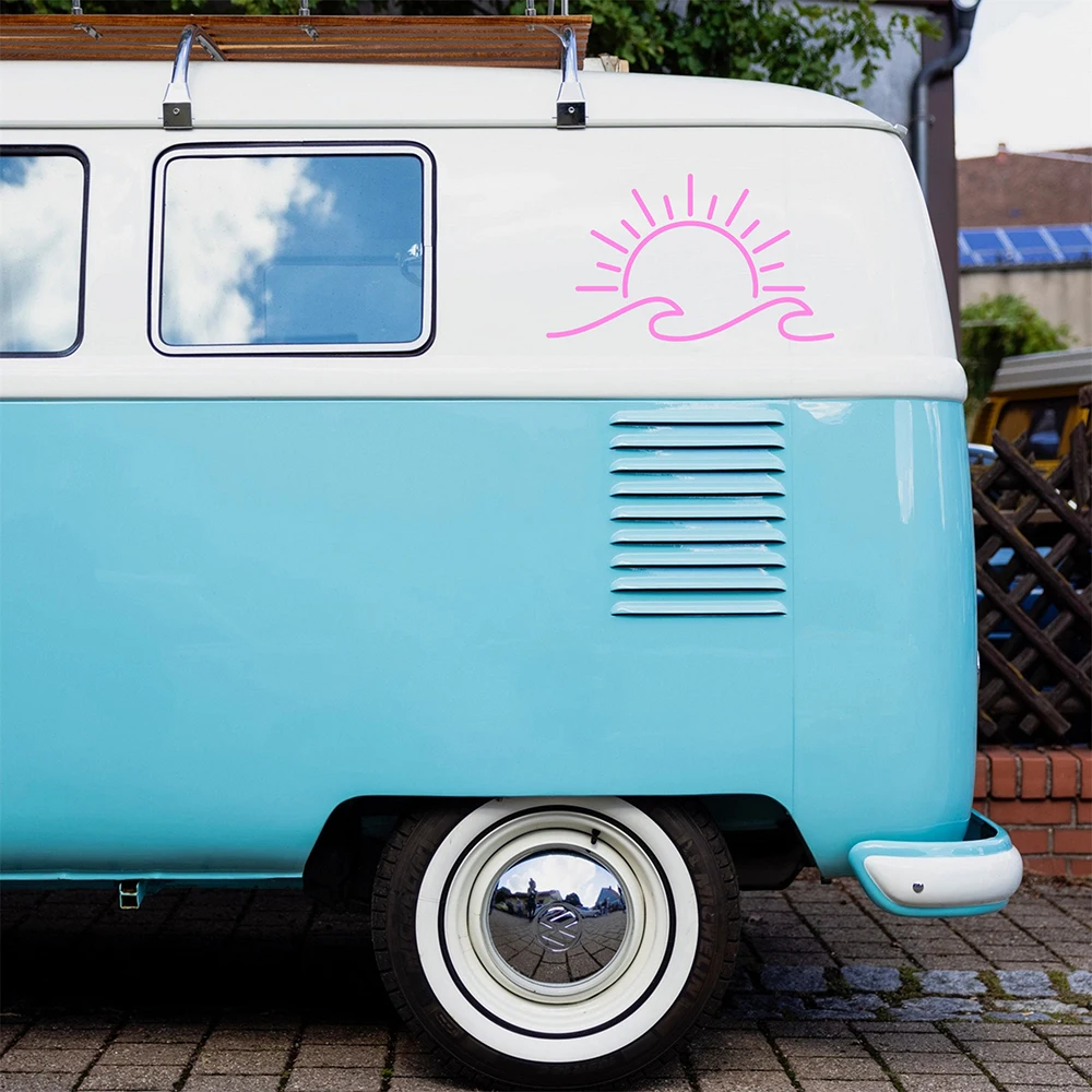 Sun And Wave Design Car Styling Stickers Camper Vans Motohome Decor Vinyl Traval Decals Windows Bumper Decoration view 6