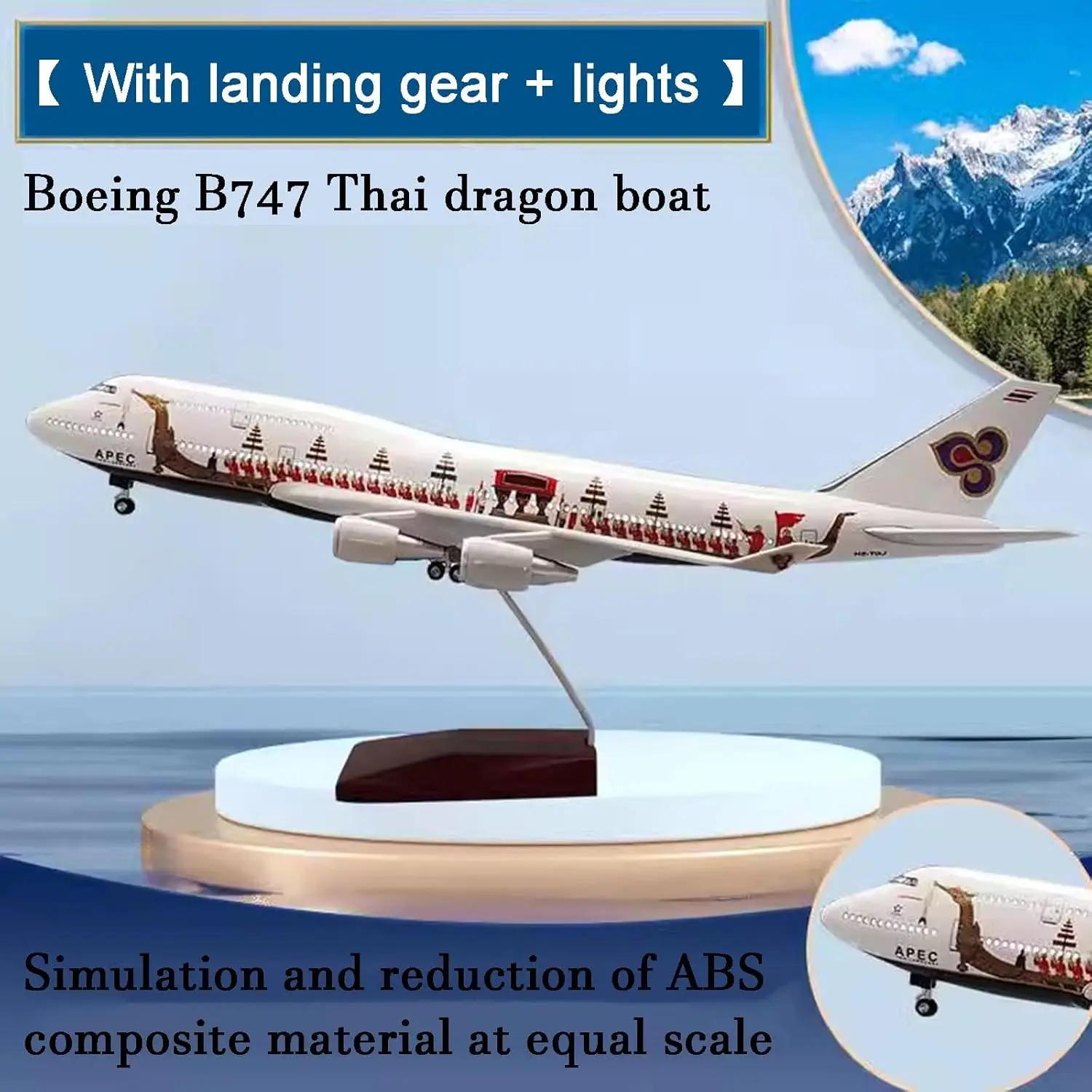 47 سنتيمتر اللعب طائرة مقياس 1:150 التايلاندية قارب التنين الخطوط الجوية B747 طائرة دييكاست البلاستيك نموذج طائرة مع أضواء تجميع هدية الأولاد
