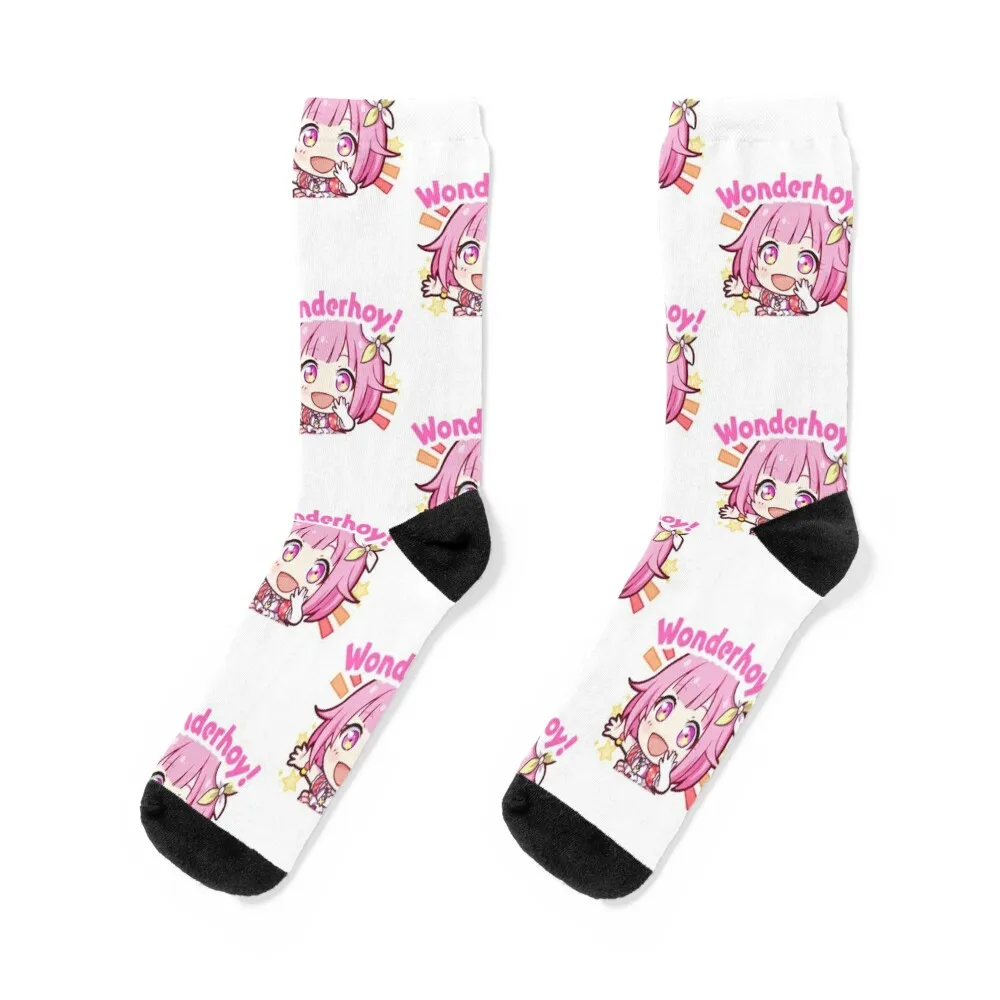 Project Sekai anime, Emu Otori wonderhoy stamp Socks loose bright garter funny sock christmas stocking Socks For Women Men's