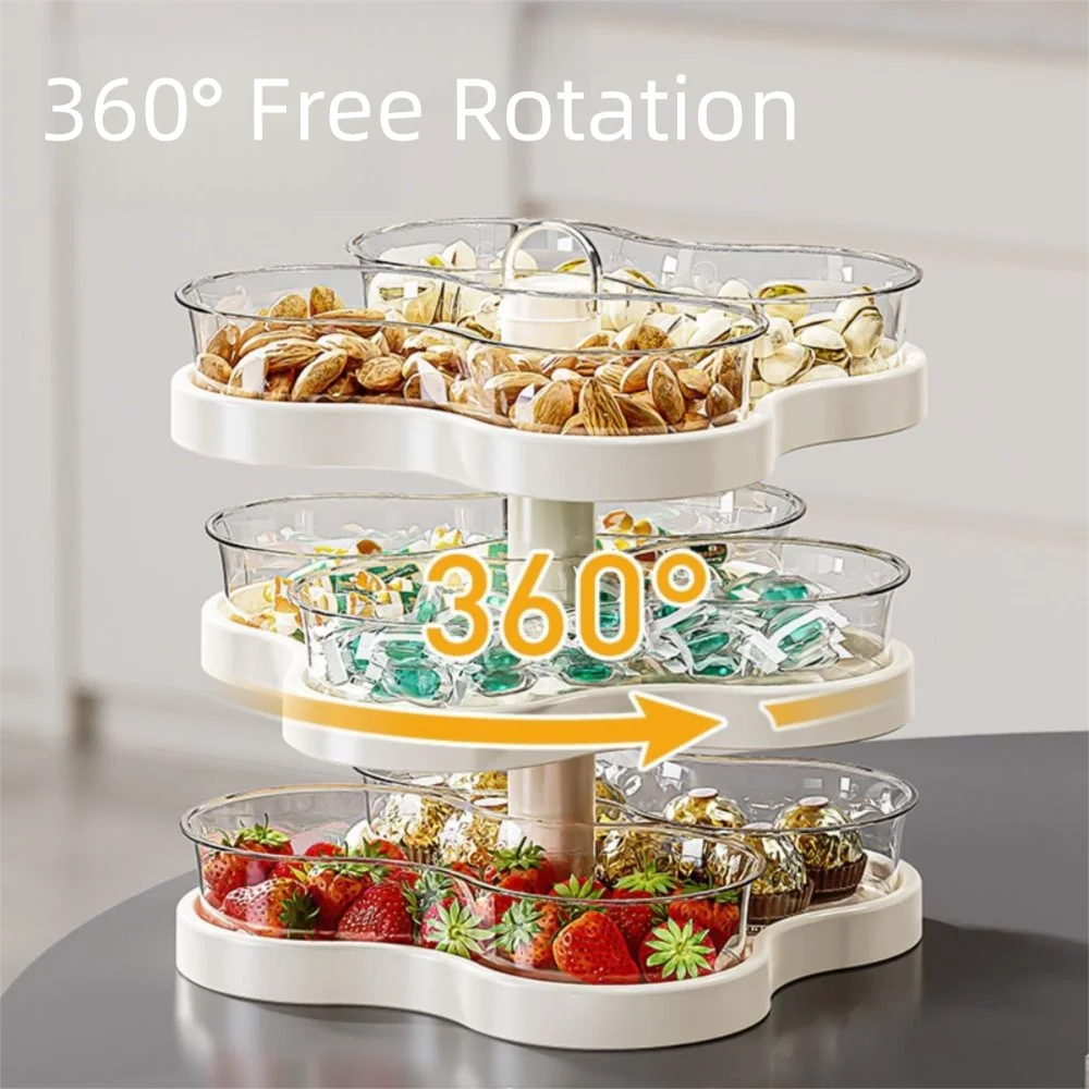 Creative PP Fruit Storage Rack High-grade Vintage Rotatable Snack Box Multi-storey 2/3 Layer Table Plate Snacks Storage