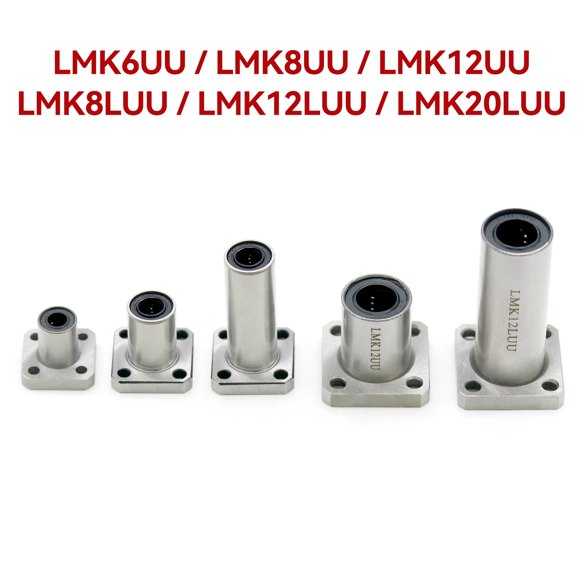 Square Flange Linear Motion Bushing LMK Ball Bearing LMK6UU LMK8UU LMK12UU LMK8LUU LMK12LUU LMK20LUU For 3d Printer Part CNC