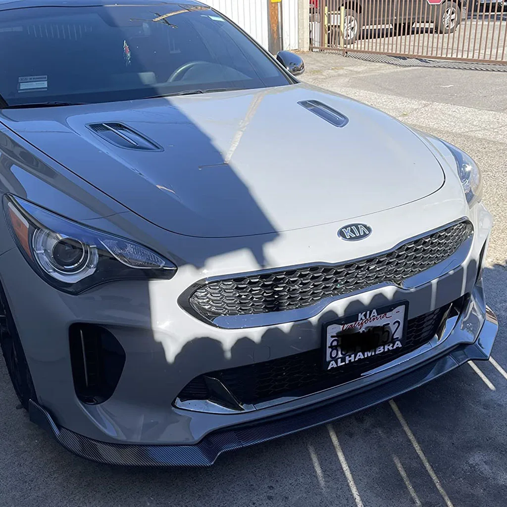 For Kia Stinger 2018 2019 2020 2021 Glossy Black Car Front Bumper Splitter Lip Diffuser Body Kit Spoiler Guard view 3