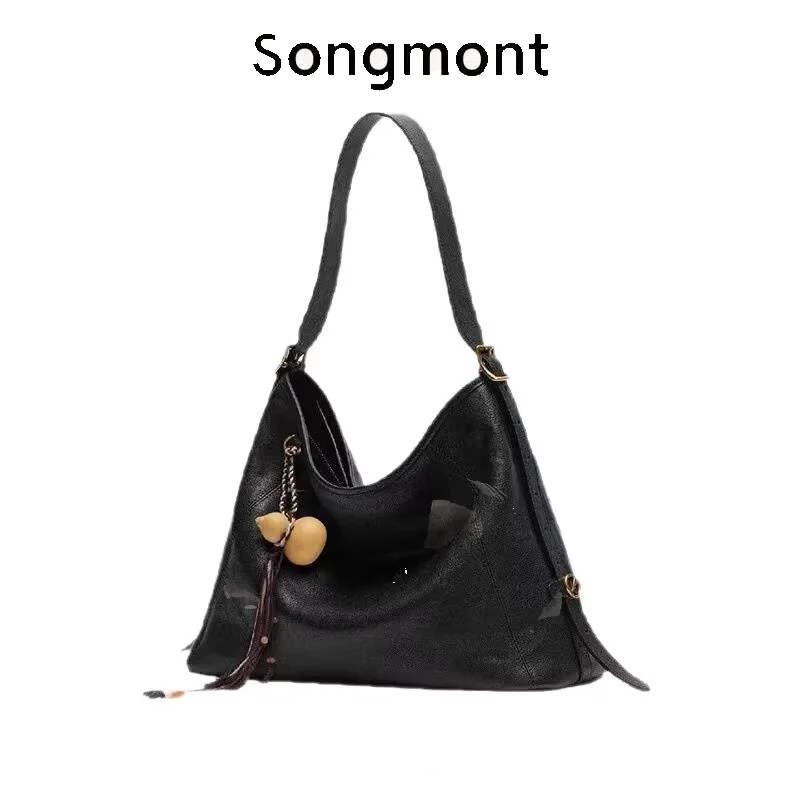 

Songmont Women's shoulder bag Genuine Leather Crossbody Bag With Stitching Detail Womens Hobo 2025 Hot Trendy Travel Bag