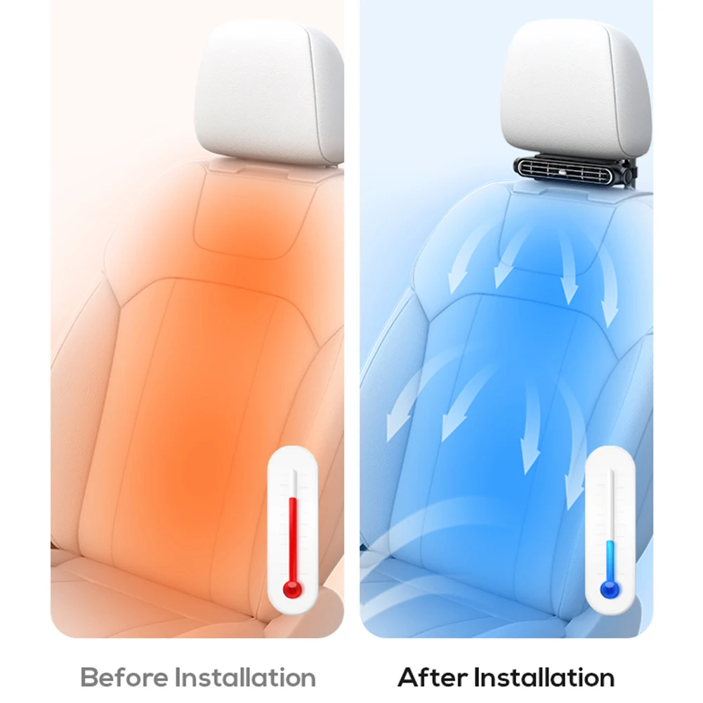 مروحة مقعد السيارة المحمولة 3 سرعات قابلة للتعديل مروحة تبريد الهواء للسيارة 5 فولت/2A مروحة مسند الظهر الخلفي للسيارة الصغيرة RVs سيدان #5