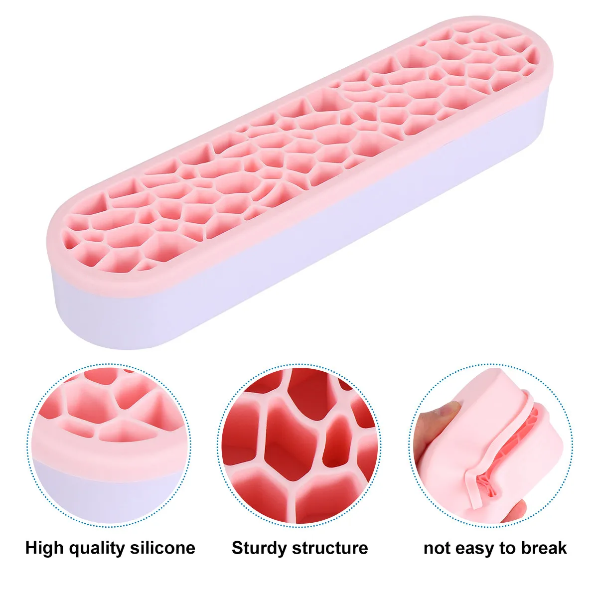 Silicone Makeup Brush Holder Organizer Rack for Drying Storage Travel Camping Home Use Brush Shelf Pink