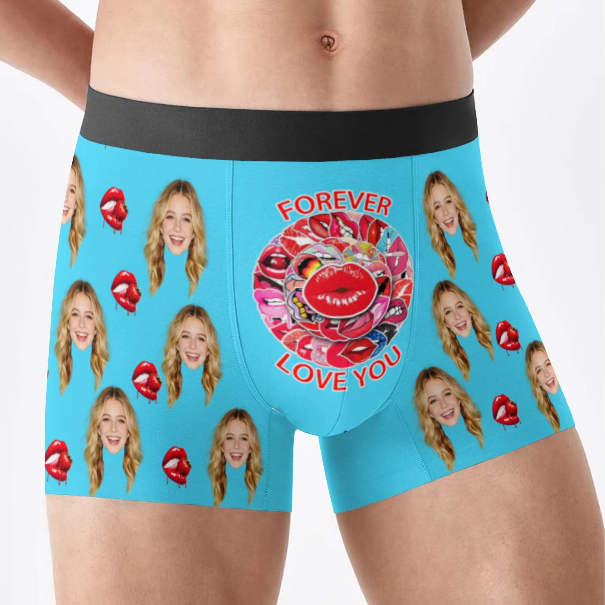 Personalized facial photos customized underwear  flat cornered men's Valentine's Day gift for husband  anniversary gift for fath