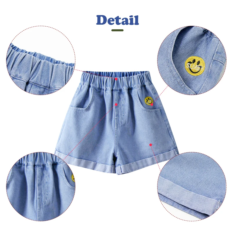 Pantalones cortos de mezclilla para niñas pequeñas, Shorts informales de verano para niños de 3 a 10 años, diseño con bolsillos, 2024