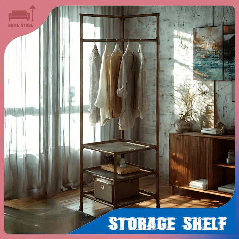 Multi-Function Clothes Rack Floor Standing Clothes Rack Coat and Hat Storage Holder Bedroom Living Room Detachable Storage Shelf