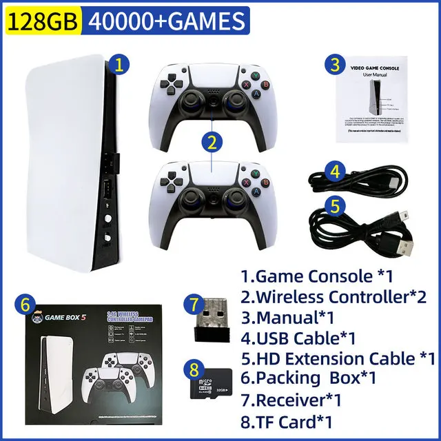 JEU P5 Plus Video Game Console 64GB 128gb 40000 Free Games HD TV Game Box 5