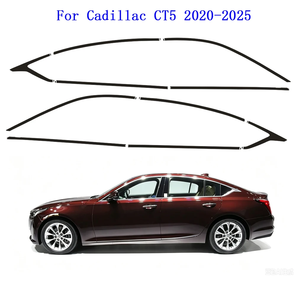Apply to Cadillac CT5 2020-2025 Sedan Window Chrome Delete Blackout ABC Pillars Glossy Black Stickers