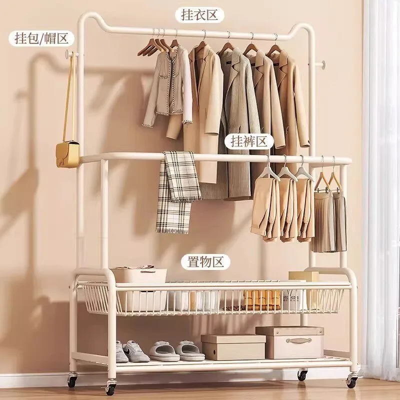 Wheels Entrance Minimalist Clothes Rack Place Saving Garment Floor Bedroom Clothes Rack Aesthetic Boutique Home Accessories