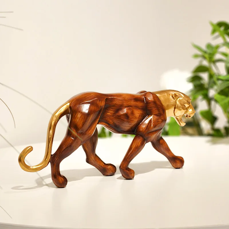 

Wood Grain Leopard Print Sculpture Resin Decoration, Light Luxury Decoration for Bedrooms, Living Rooms, Study Rooms or Offices