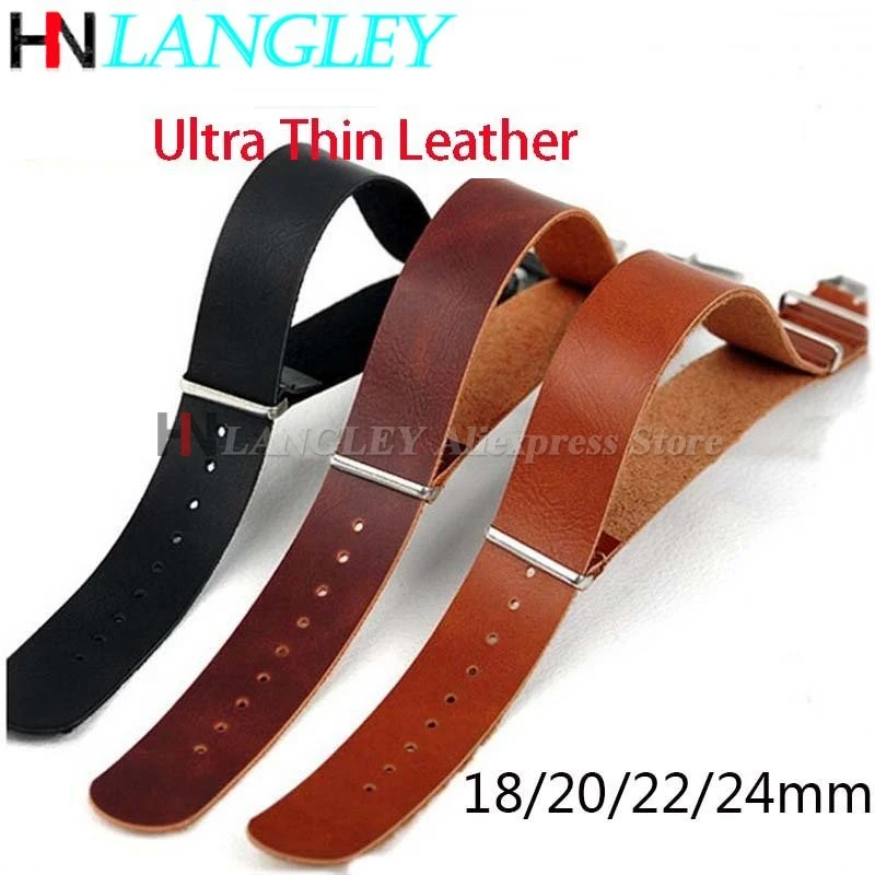 Ультратонкий ремешок для часов из искусственной кожи, однослойный браслет 18 мм, 20 мм, 22 мм, 24 мм, сменные аксессуары для часов, женский и мужской ремешок