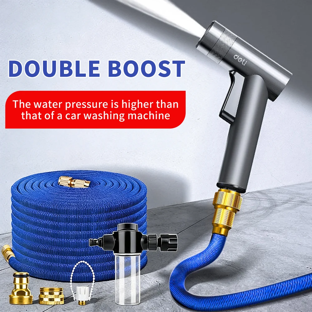 Deli Portable High Pressure Water Gun Nozzle Car Wash Machine Accessories For Car Home Garden Cleaning Irrigation Sprayer Kit