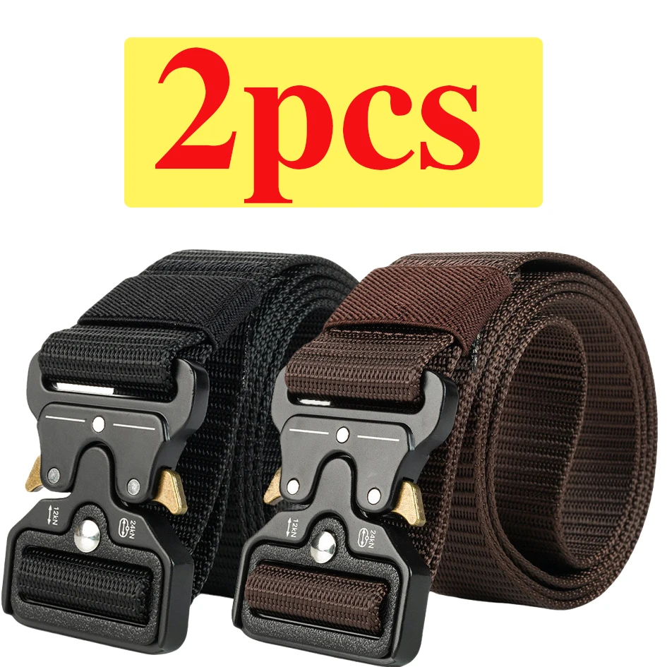 2er-Pack Herren Taktischer Gürtel, Outdoor-Sport-Trainingsgürtel mit Schnellverschluss und Symmetrischer Schnalle, Unisex Multifunktionaler Langlebiger Gürtel